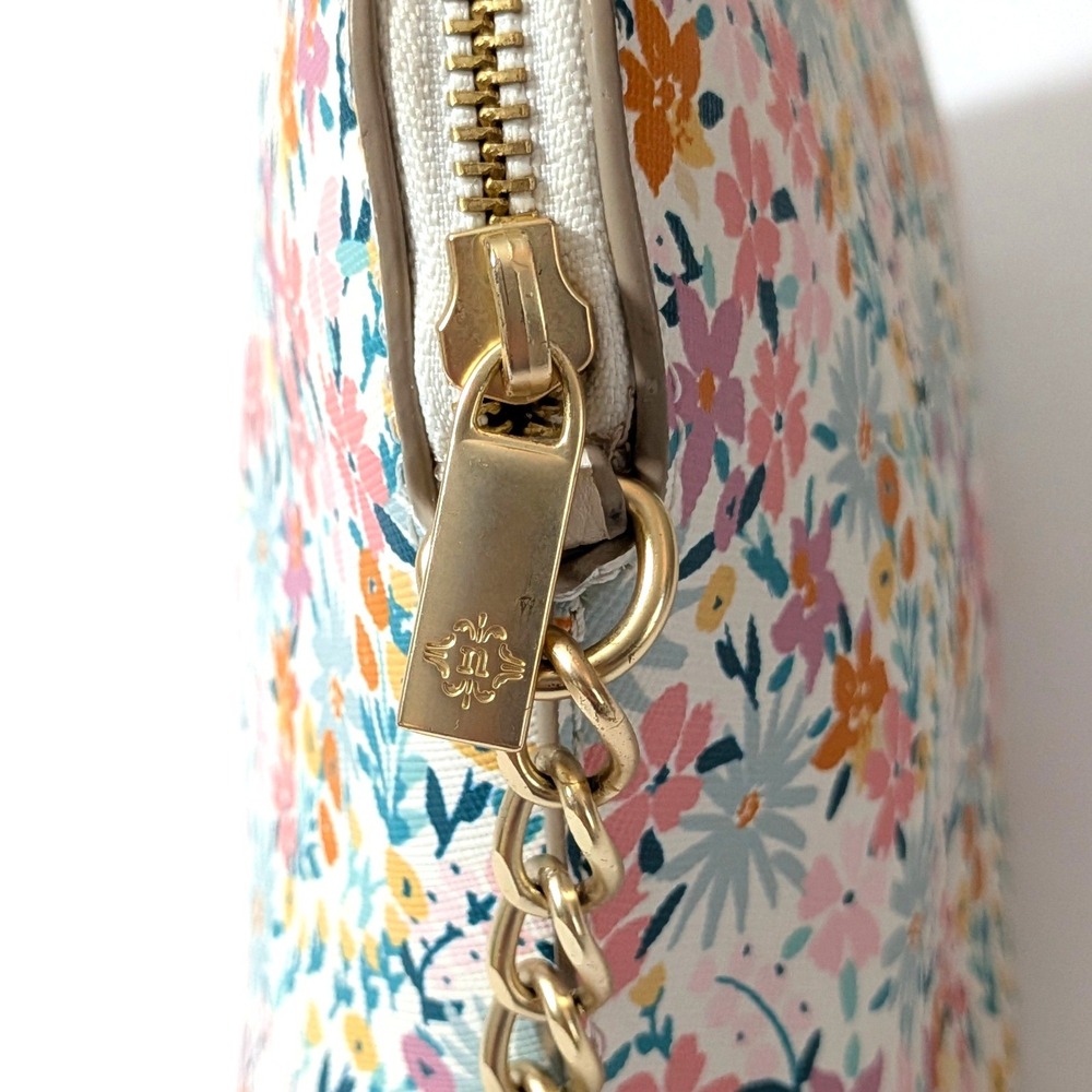 Nanette Lepore Floral Vegan Leather Crossbody Bag Pastel Dome Chain Strap Purse - Picture 4 of 16